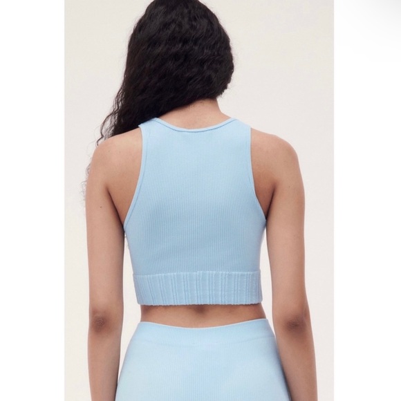 NEW ZARA BLUE RIBBED SEAMLESS CROP TOP - Picture 5 of 8